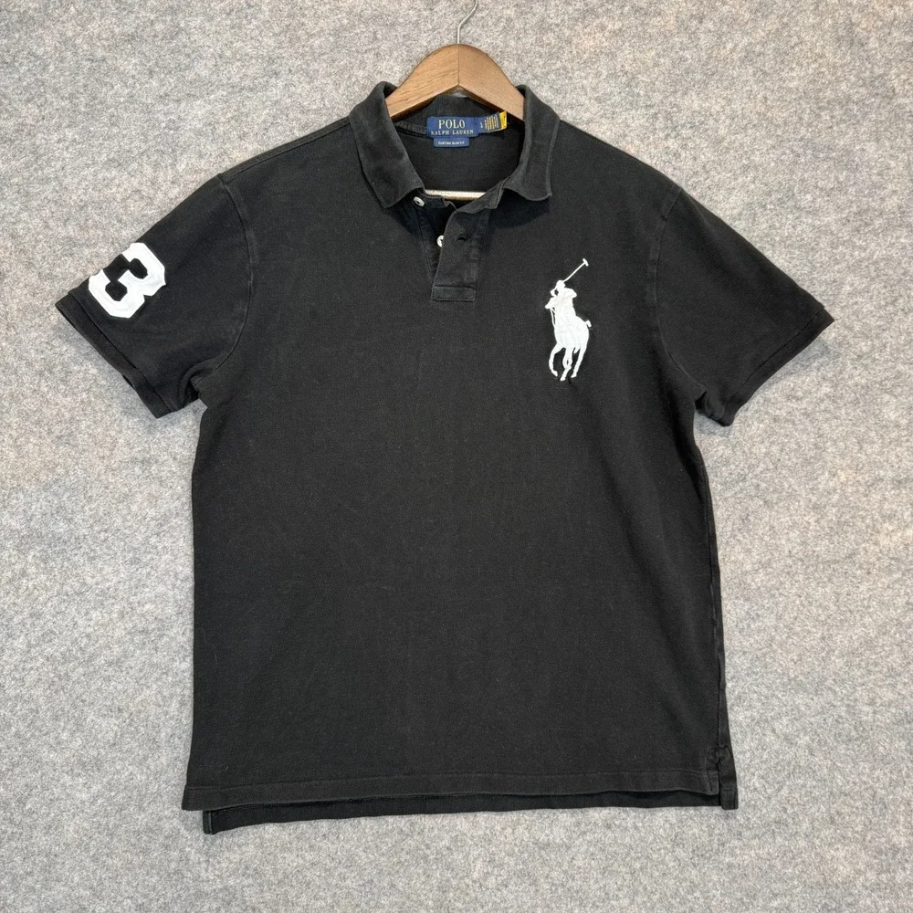 Polo Ralph Lauren Big Pony Polo Shirt Mens Large Custom Slim Fit #3 Embroidered